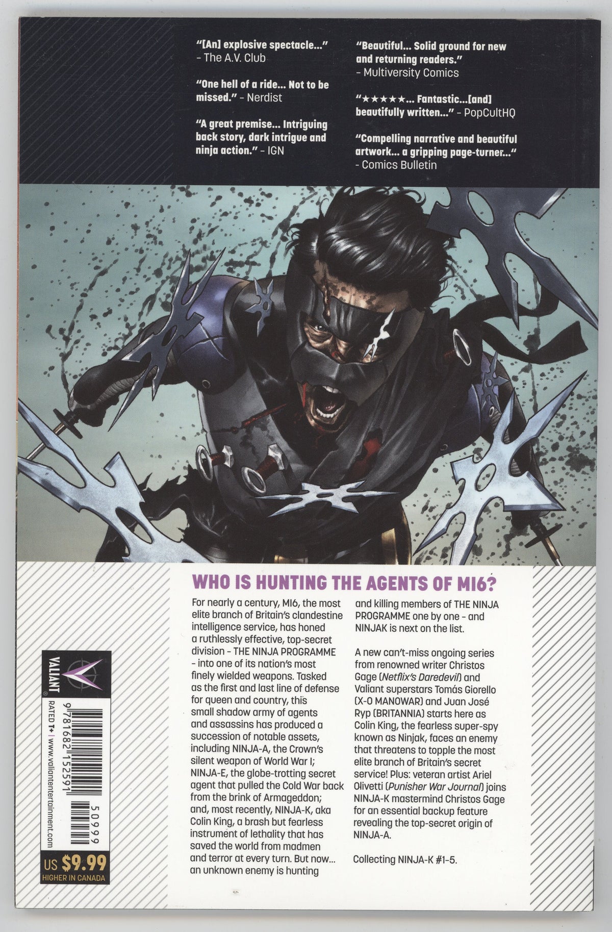 Ninja-k Ninja Files TPB Valiant 2018 NM Christos Gage Juan Jose Ryp Ninjak