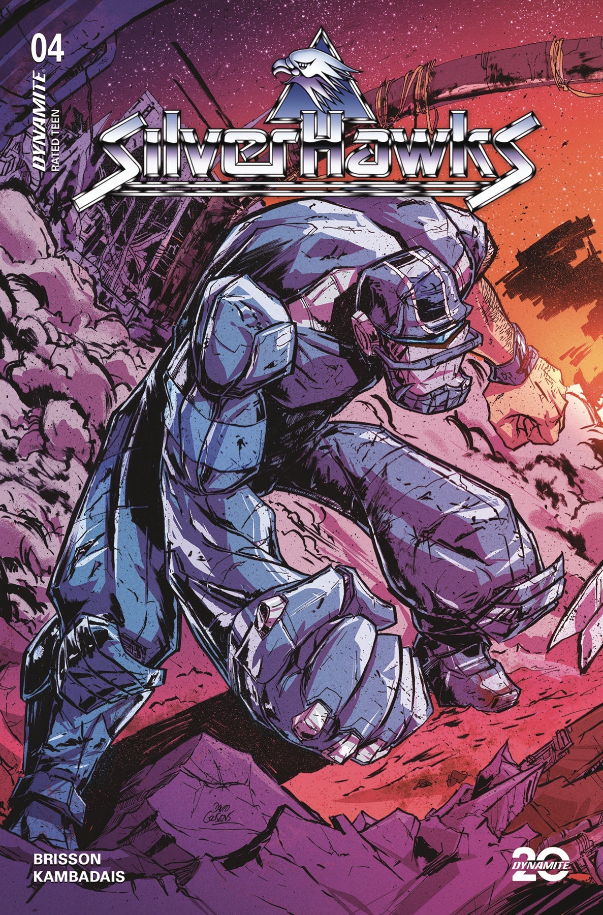 Silverhawks #4 L 1:10 David Cousens Battle Damage Orig Variant (05/14/2025) Dynamite