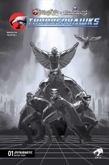 Thundercats X Silverhawks Thunderhawks #1 J 1:15 Marco Failla B&W Variant (04/22/2026) Dynamite