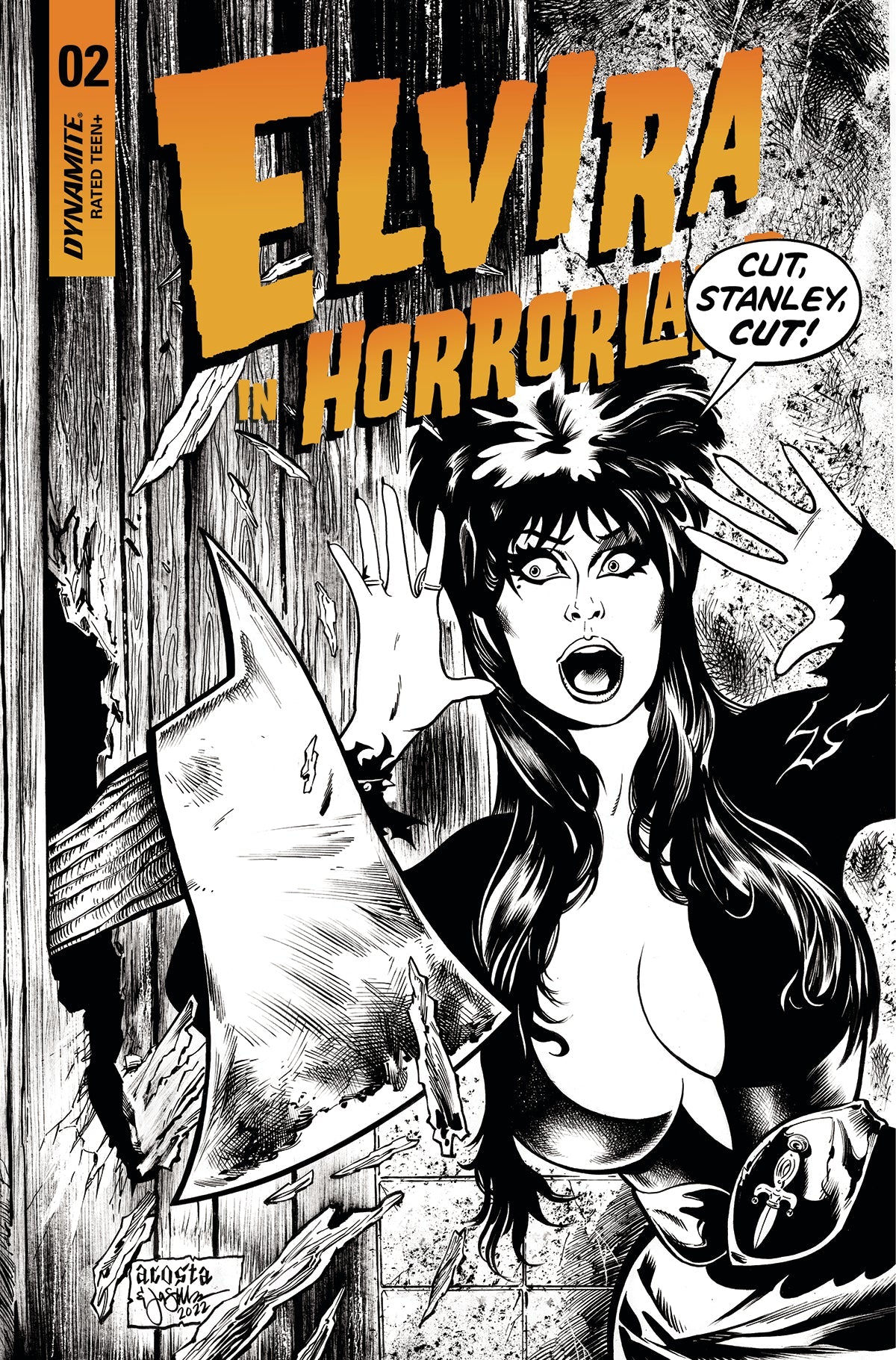 Elvira In Horrorland #2 E 1:10 Acosta B&W Variant (06/22/2022) Dynamite