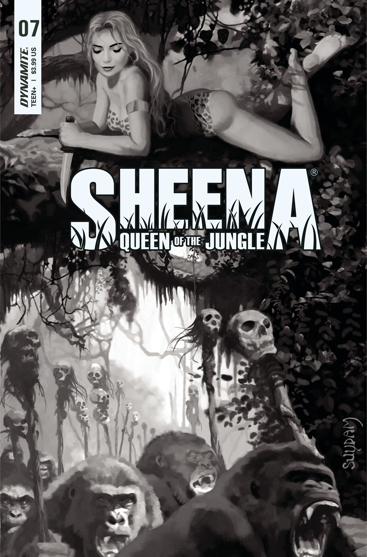 Sheena Queen Jungle #7 I 1:30 Arthur Suydam B&W Variant (06/22/2022) Dynamite