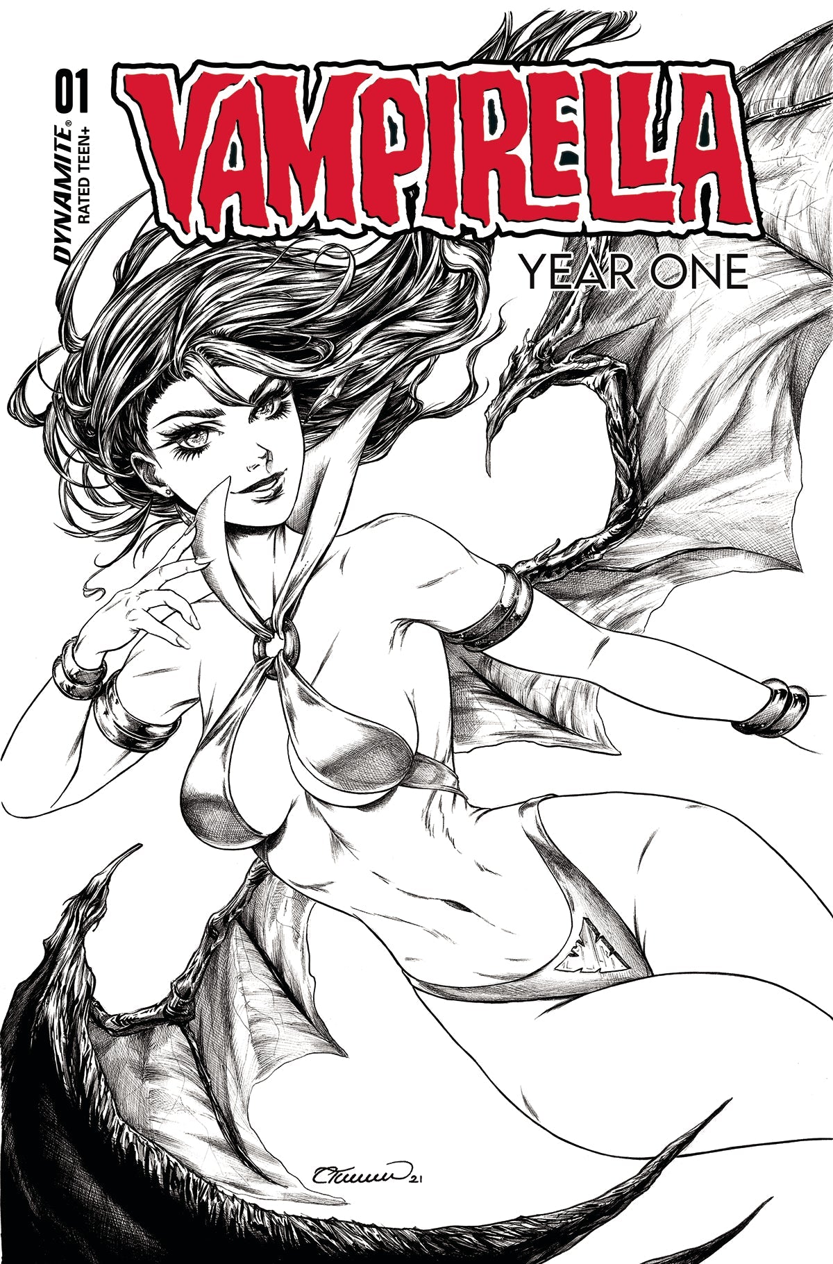 Vampirella Year One #1 L 1:30 Collette Turner B&W Variant (07/27/2022) Dynamite