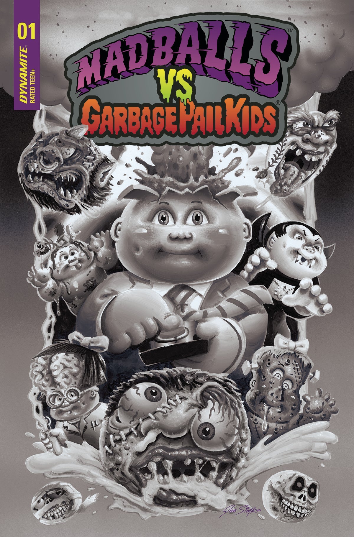 Madballs Vs Garbage Pail Kids #1 G 1:25 Joe Simko B&W Variant (07/20/2022) Dynamite