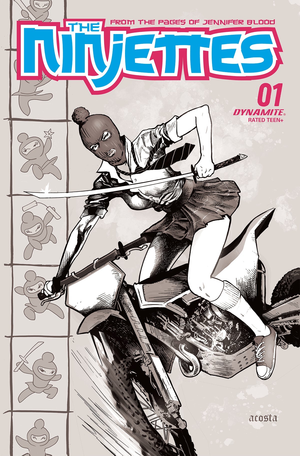 Ninjettes #1 (Of 5) F 1:10 Dave Acosta B&W Variant (09/07/2022) Dynamite