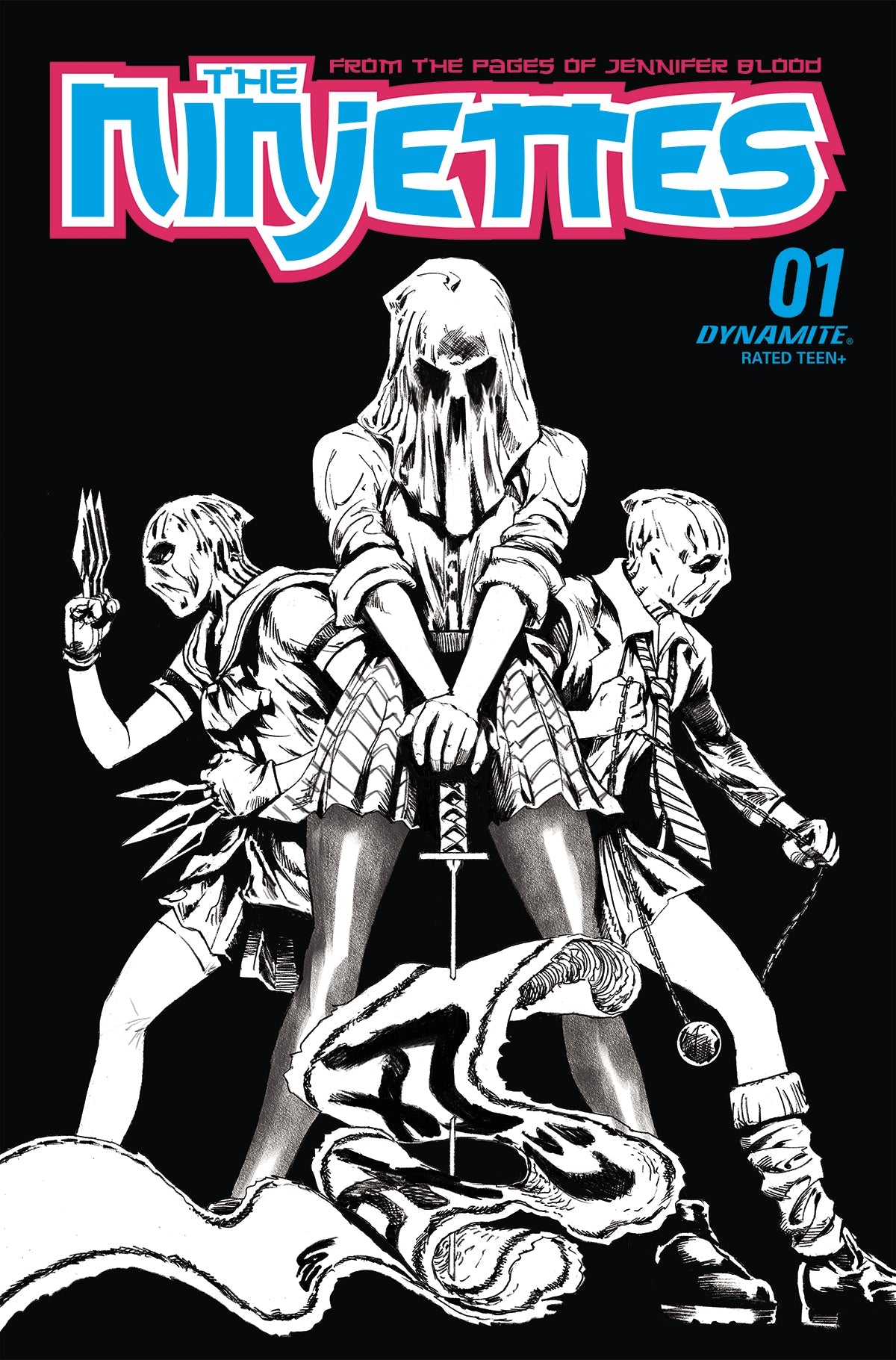 Ninjettes #1 (Of 5) G 1:20 Jonathan Lau B&W Variant (09/07/2022) Dynamite