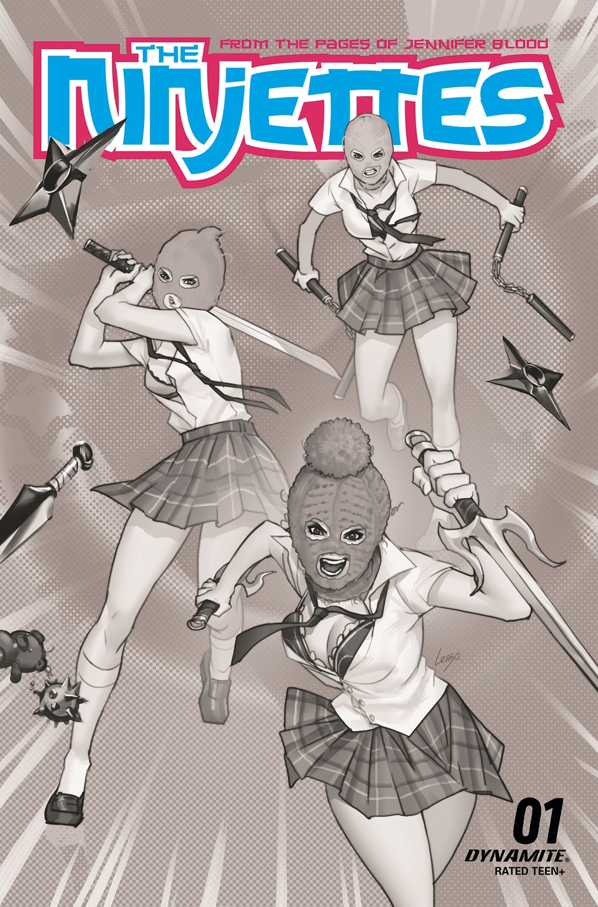 Ninjettes #1 (Of 5) H 1:25 Leirix Li B&W Variant (09/07/2022) Dynamite