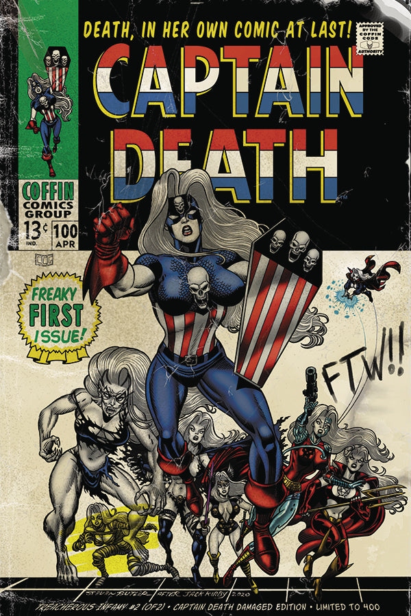Lady Death Treacherous Infamy #2 (Of 2) Capt Death Damaged Steven Butler Captain America 100 Homage (09/28/2022) Coffin