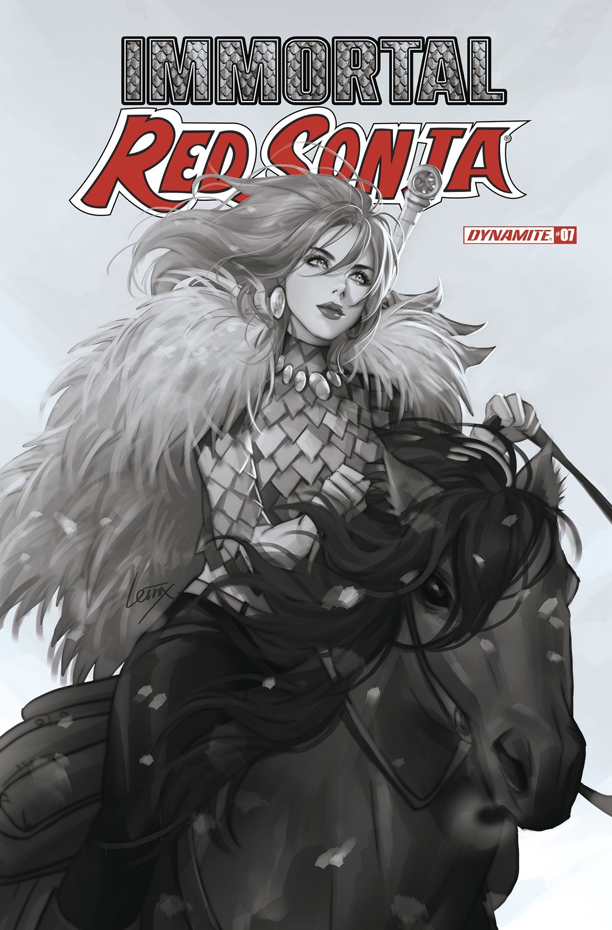 Immortal Red Sonja #7 F 1:10 Leirix Li B&W Variant (10/19/2022) Dynamite