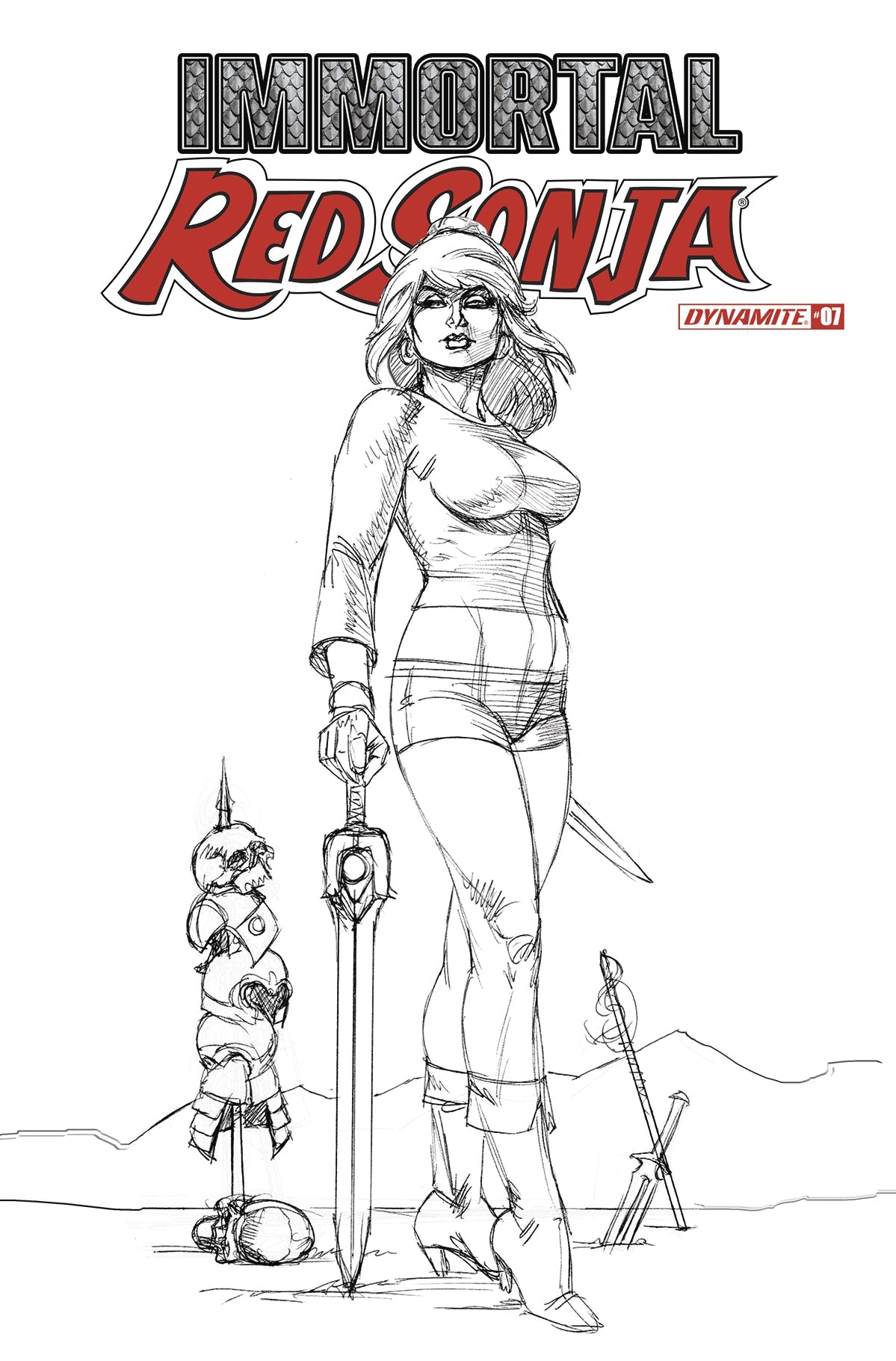 Immortal Red Sonja #7 G 1:15 Joseph Michael Linsner B&W Variant (10/19/2022) Dynamite