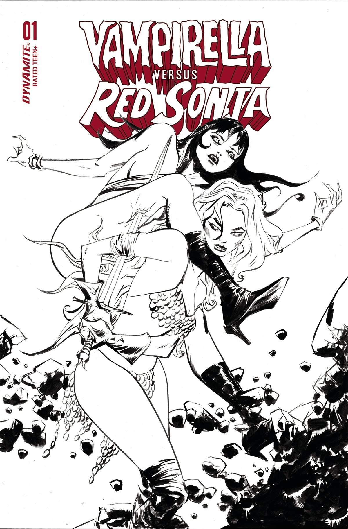 Vampirella Vs Red Sonja #1 I 1:20 Jae Lee B&W Variant (11/02/2022) Dynamite