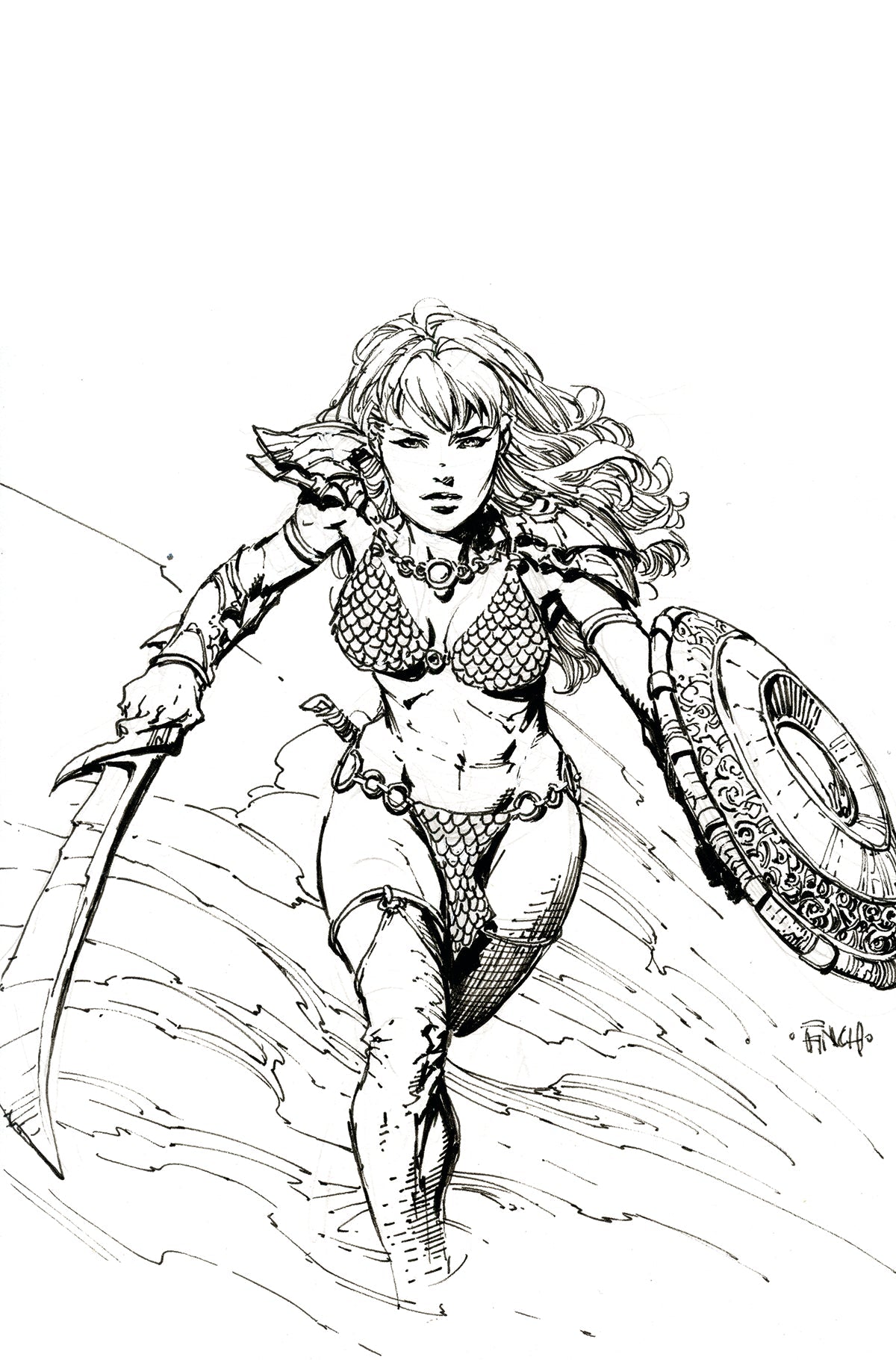 Unbreakable Red Sonja #2 H 1:15 David Finch B&W Virgin Variant (11/23/2022) Dynamite