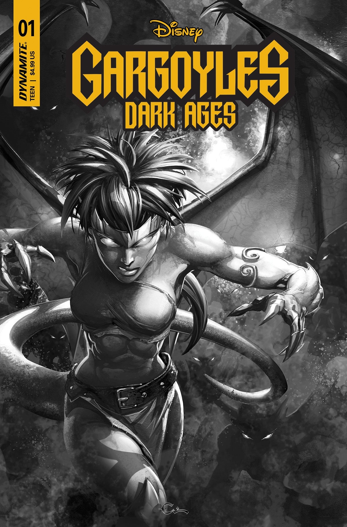 Gargoyles Dark Ages #1 J 1:10 Clayton Crain B&W Variant (07/05/2023) Dynamite