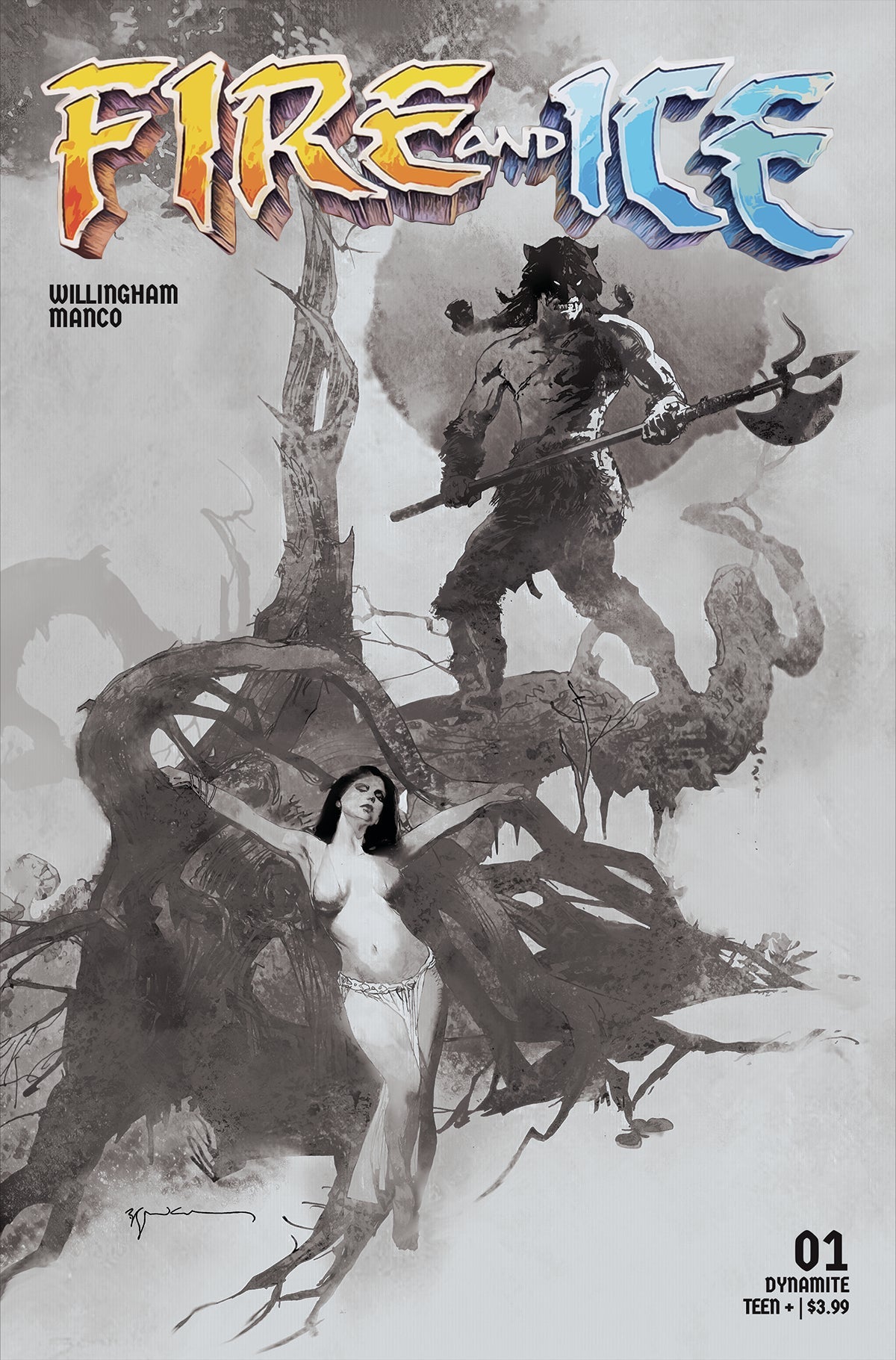 Fire And Ice #1 L 1:20 Bill Sienkiewicz Line Art Variant (08/02/2023) Dynamite
