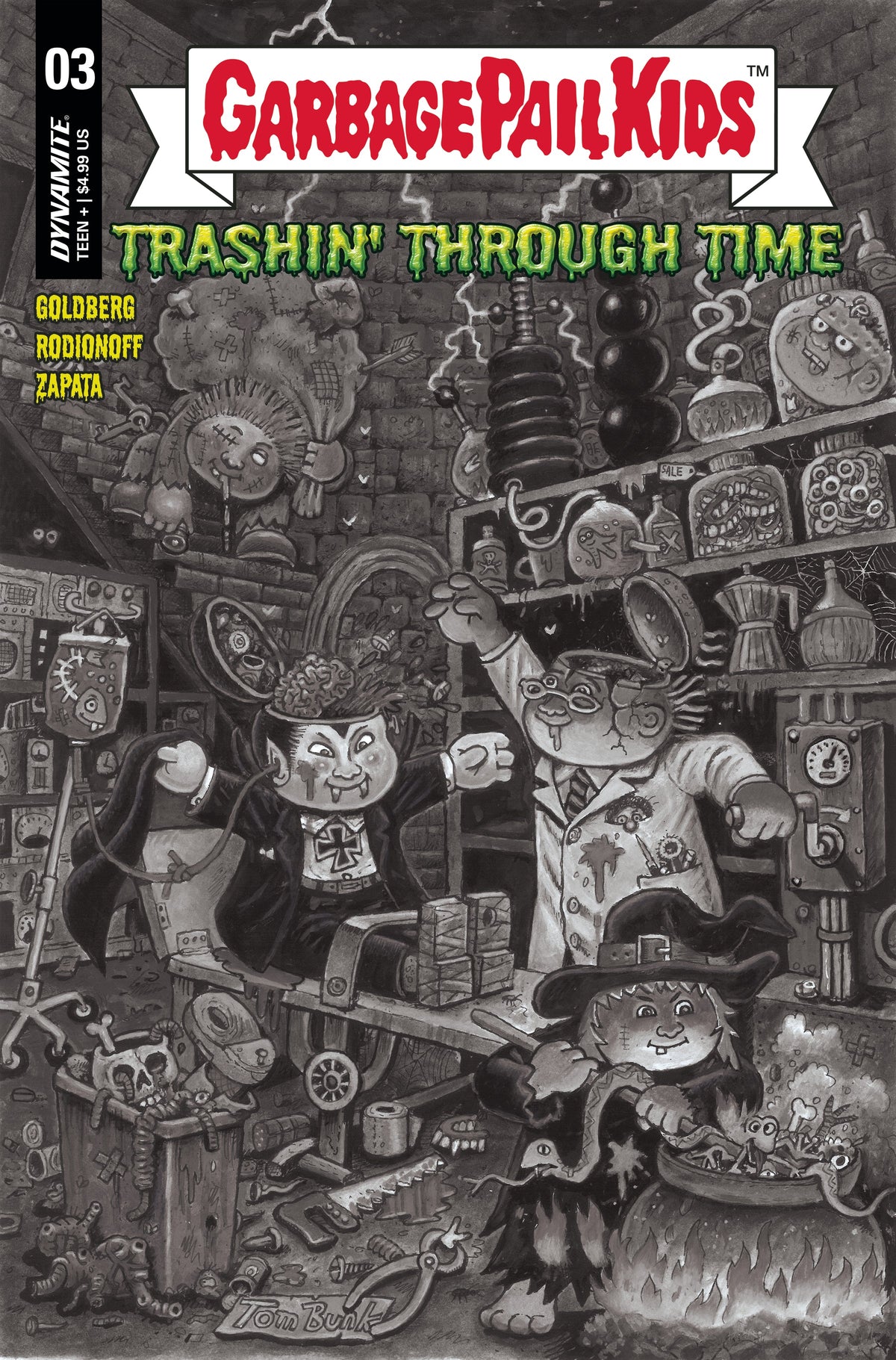 Garbage Pail Kids Through Time #3 F 1:10 Tom Bunk B&W Variant (12/20/2023) Dynamite