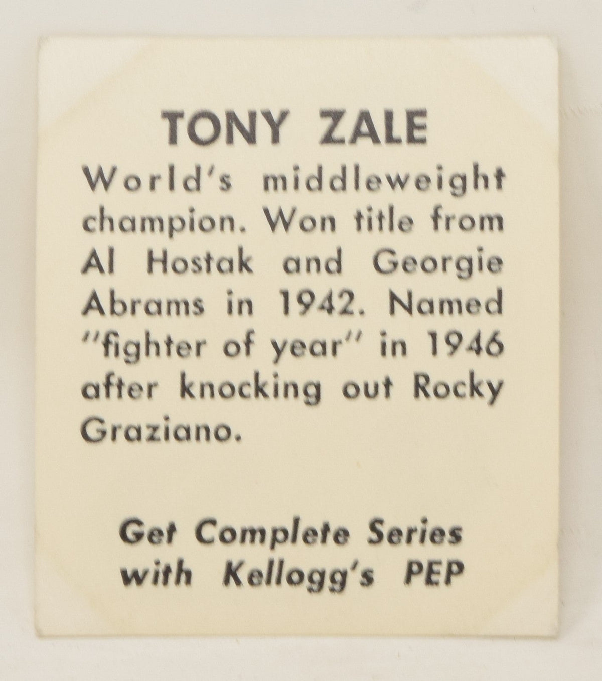 Tony Zale Boxer Boxing Middleweight Champion 1948 Kelloggs PEP Photo
