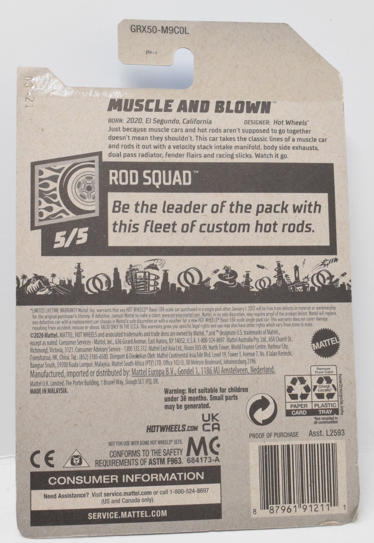 Hot Wheels Muscle and Blown DieCast Car Rod Sqaud 5/5 184 New