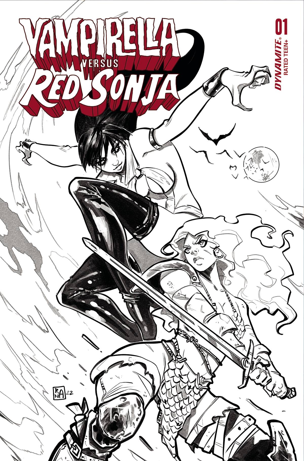VAMPIRELLA VS RED SONJA #1 V 1:7 RANALDI B&W Variant (11/02/2022) Dynamite