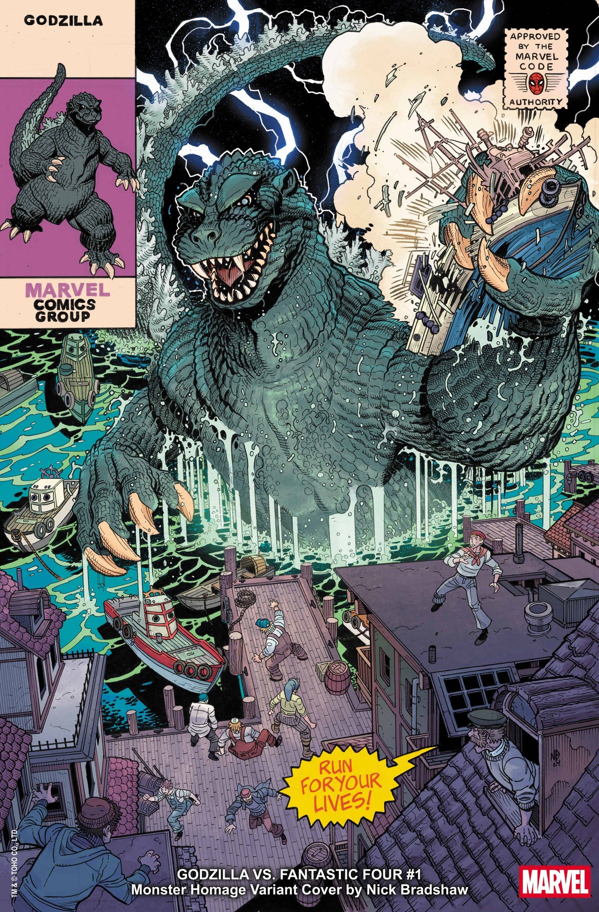 Godzilla Vs. Fantastic Four #1 E Nick Bradshaw Monster Homage Variant (03/26/2025) Marvel