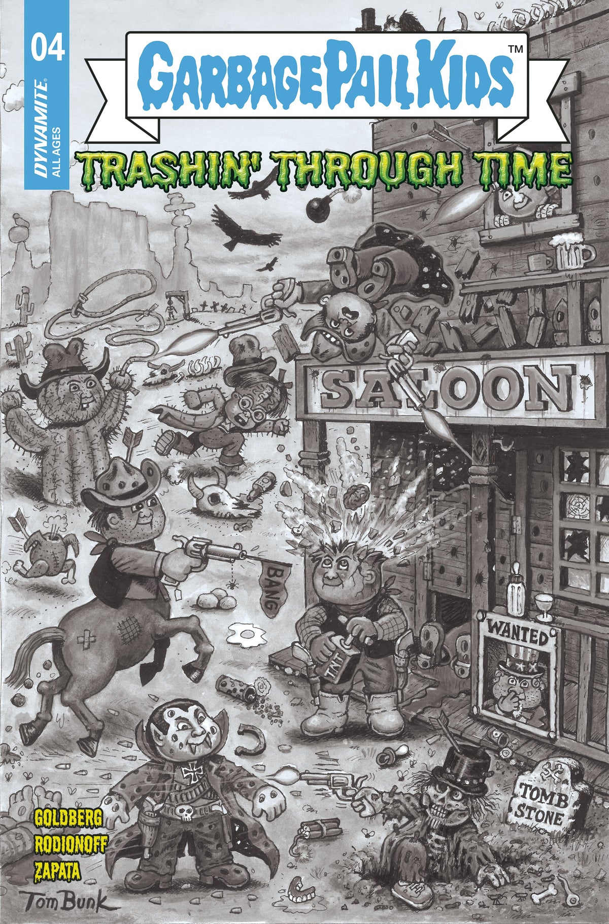 Garbage Pail Kids Through Time #4 F 1:10 Tom Bunk B&W Variant (03/13/2024) Dynamite