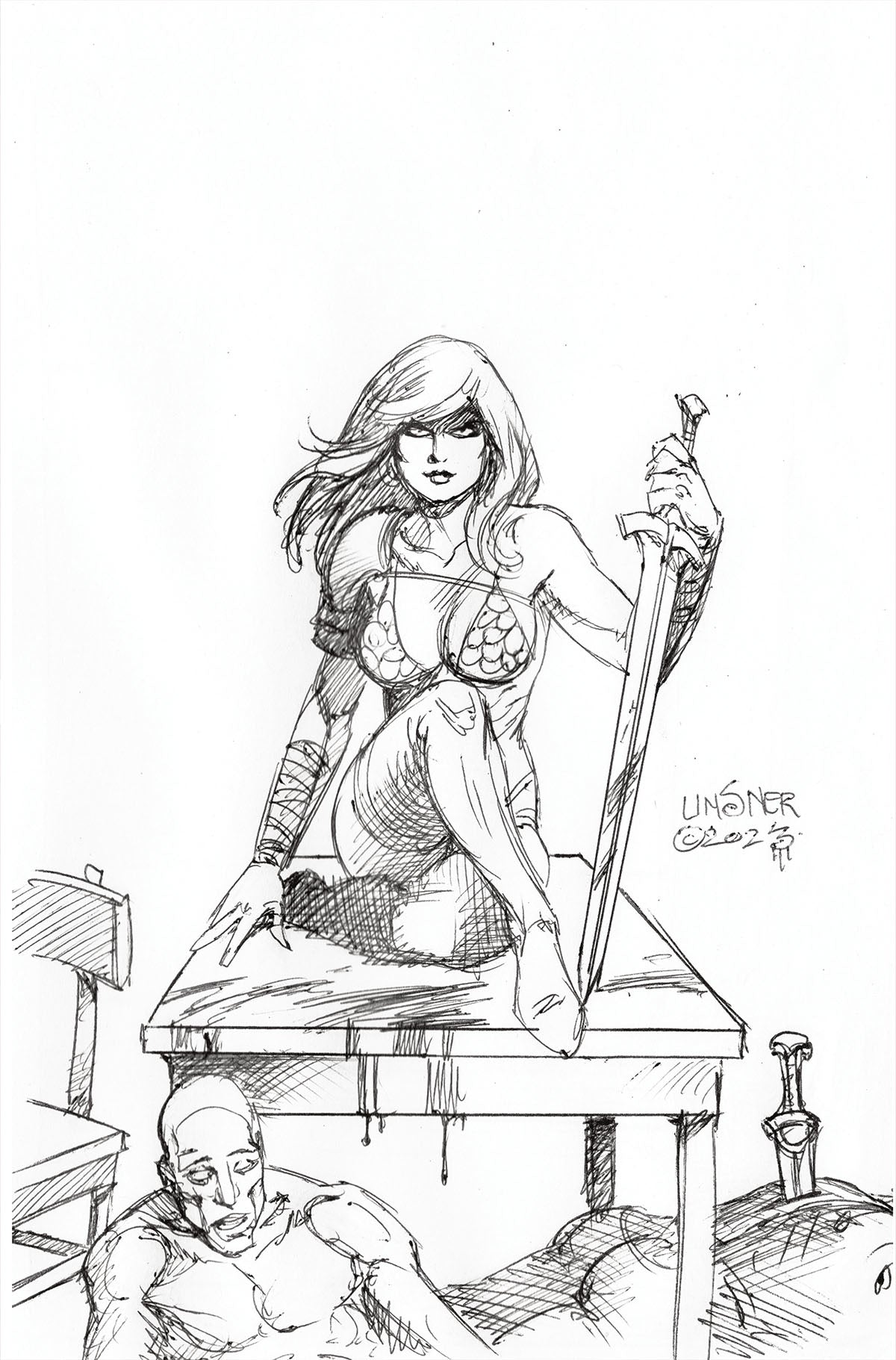 Red Sonja Empire Damned #1 O 1:25 Joseph Michael Linsner Line A Variant (04/03/2024) Dynamite