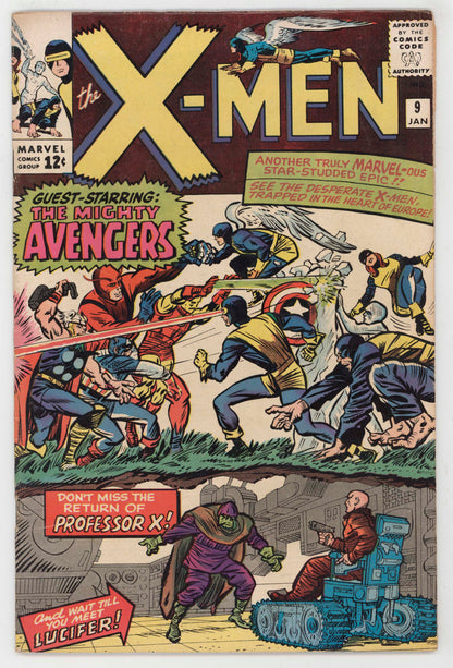 Uncanny X-Men 9 Marvel 1965 FN Avengers Vs Jack Kirby Stan Lee