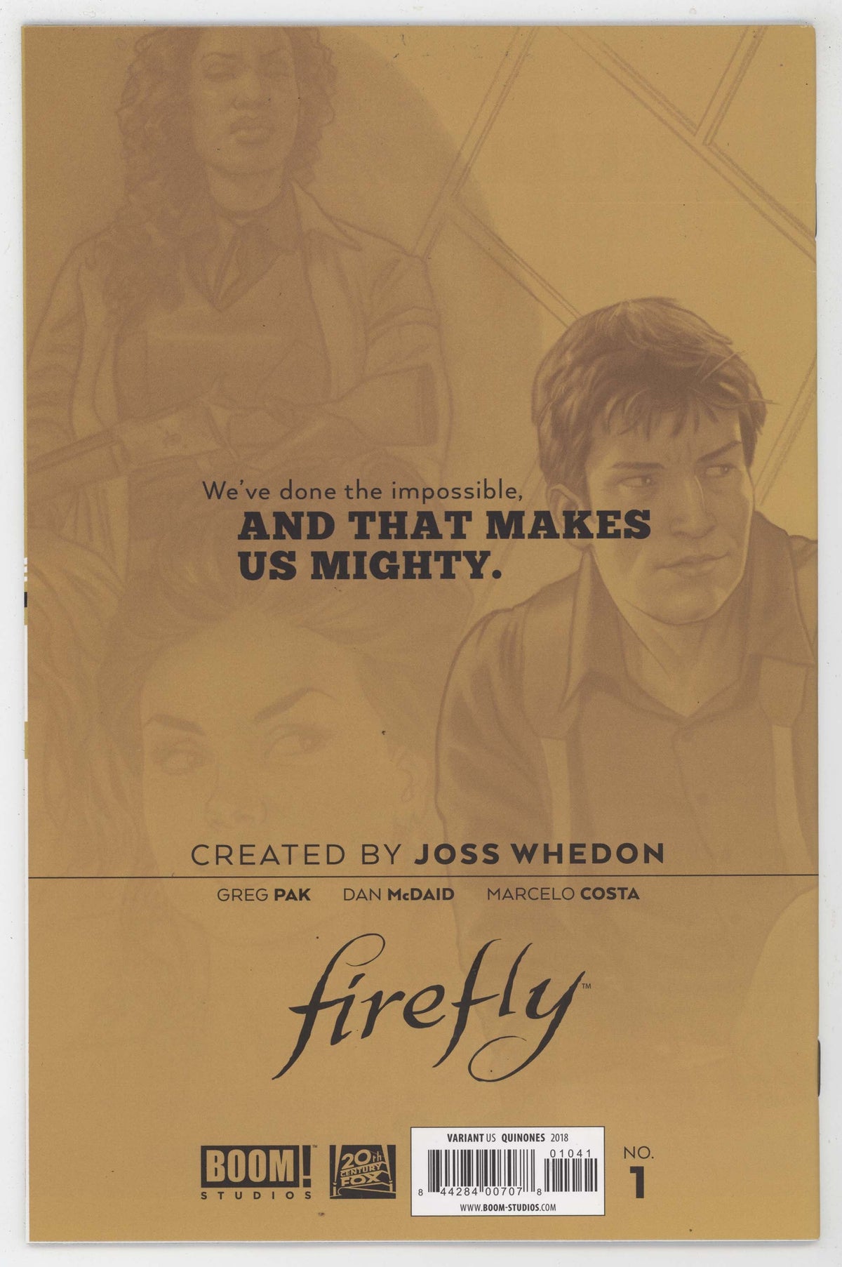 Firefly #1 1:25 BOOM 2018 B&W Joe Quinones Variant