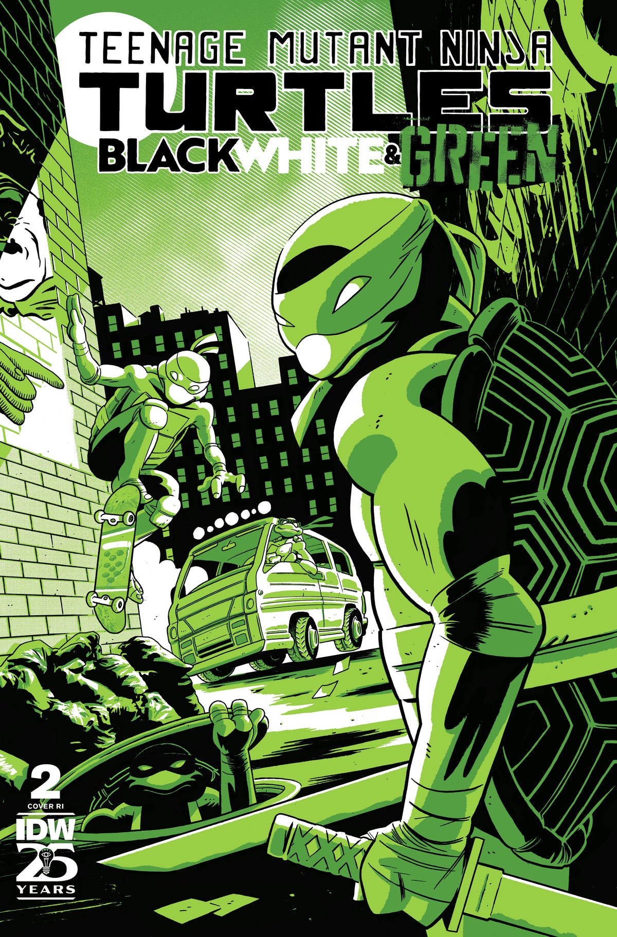 Teenage Mutant Ninja Turtles TMNT Black White & Green #2 C 1:10 Tyler Boss Variant (06/19/2024) Idw