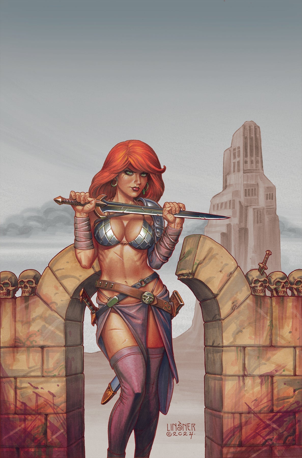 Red Sonja Empire Damned #3 I 1:15 Joseph Michael Linsner Foil Virgin Variant (06/19/2024) Dynamite