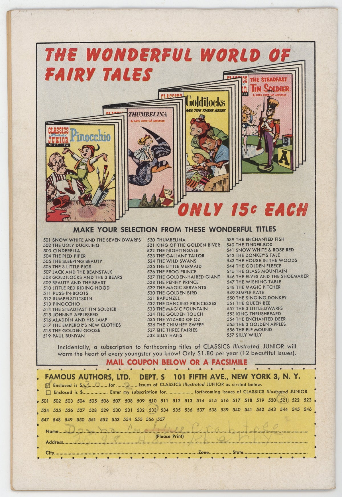 Classics Illustrated Junior 528 Gilberton 1956 FR Penny Prince HRN 557