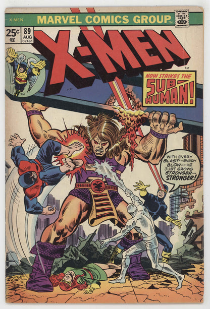 Uncanny X-Men 89 Marvel 1974 VG 41 Sub-Human Frank Giacoia Roy Thomas
