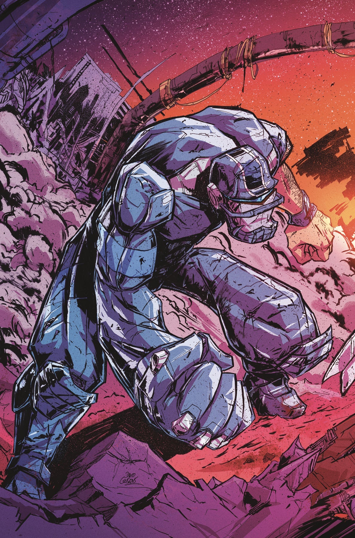 Silverhawks #4 O 1:15 David Cousens Battle Damage Virgin Variant (05/14/2025) Dynamite