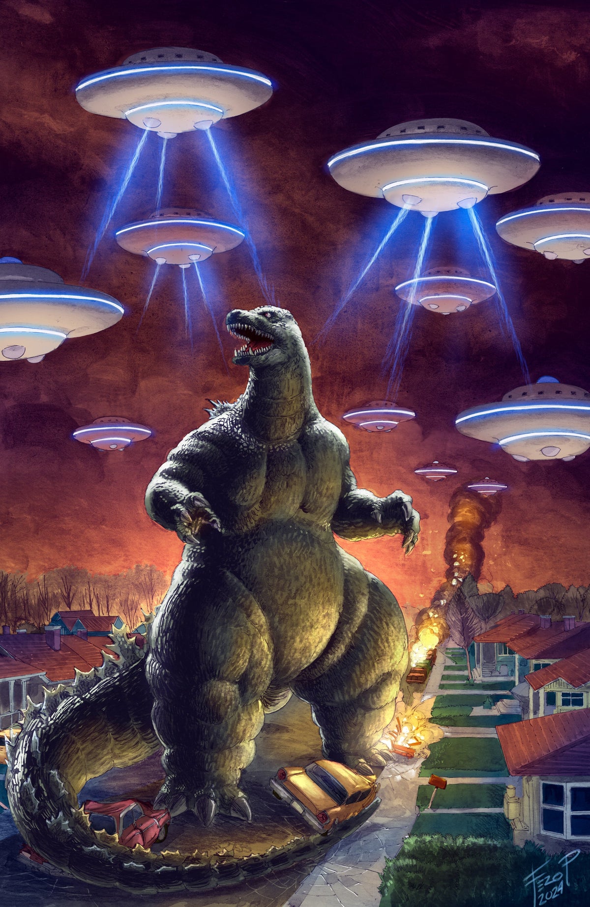 Godzilla Here There Be Aliens #1 C 1:25 Fero Pe (05/14/2025) Idw
