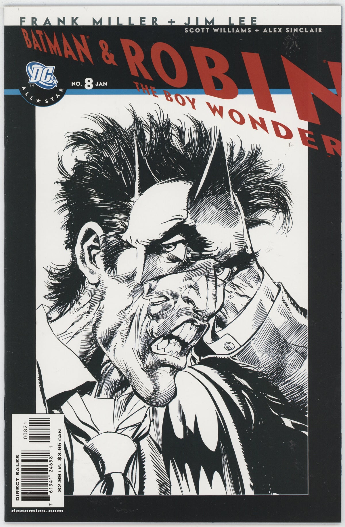 Batman & Robin 8 B DC 2008 NM Neal Adams BW Sketch Illusion Joker Variant