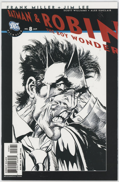 Batman & Robin 8 B DC 2008 NM Neal Adams BW Sketch Illusion Joker Variant