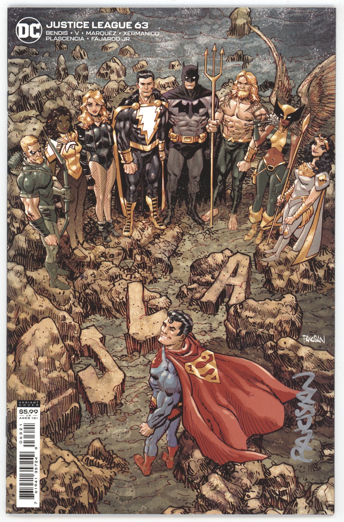 Justice League #63 B Dan Panosian Card Stock Variant SIGNED Dave Panosian Dc