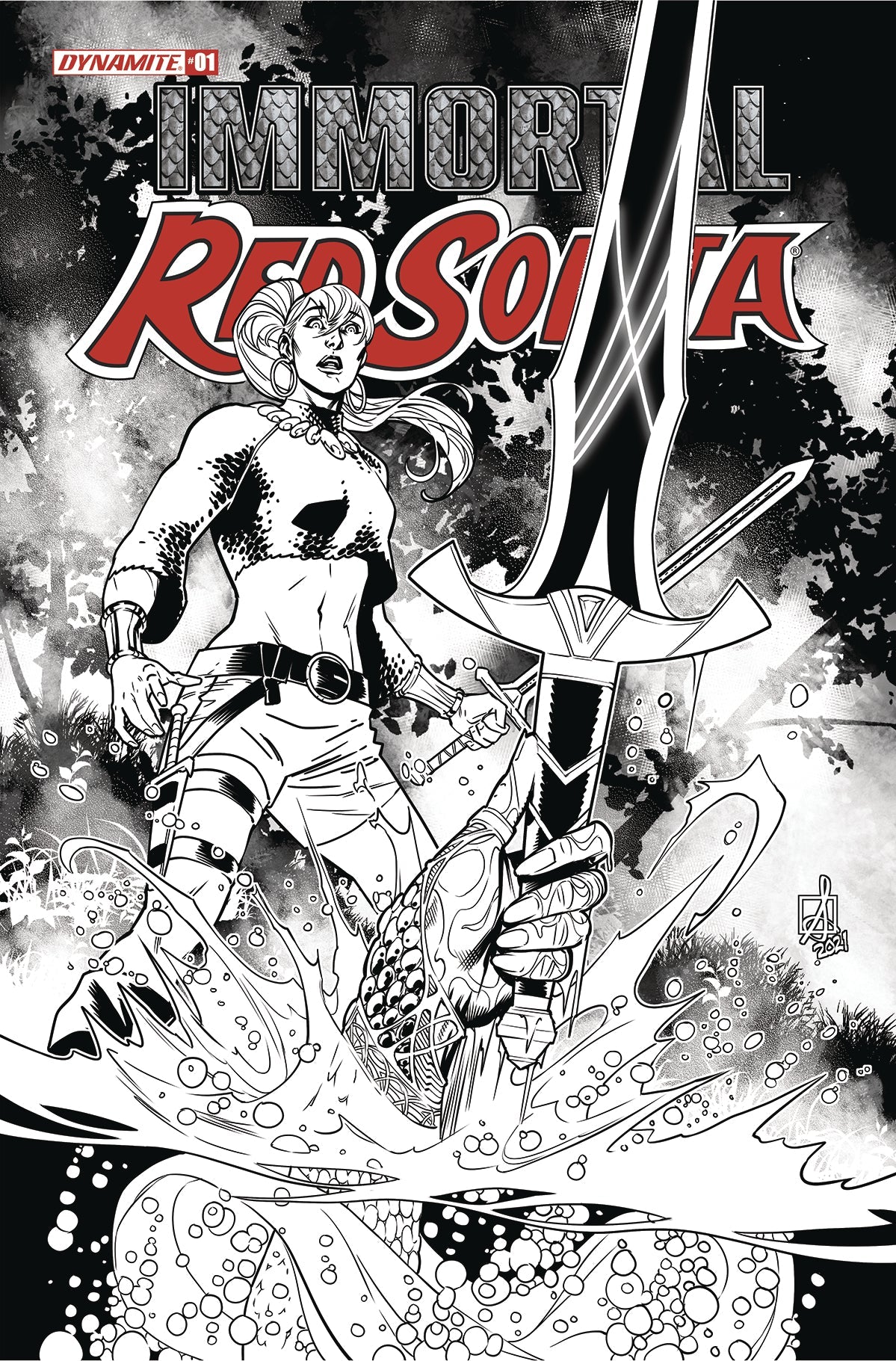 Immortal Red Sonja #1 G 1:10 Sean Izaakse B&W Variant (04/13/2022) Dynamite