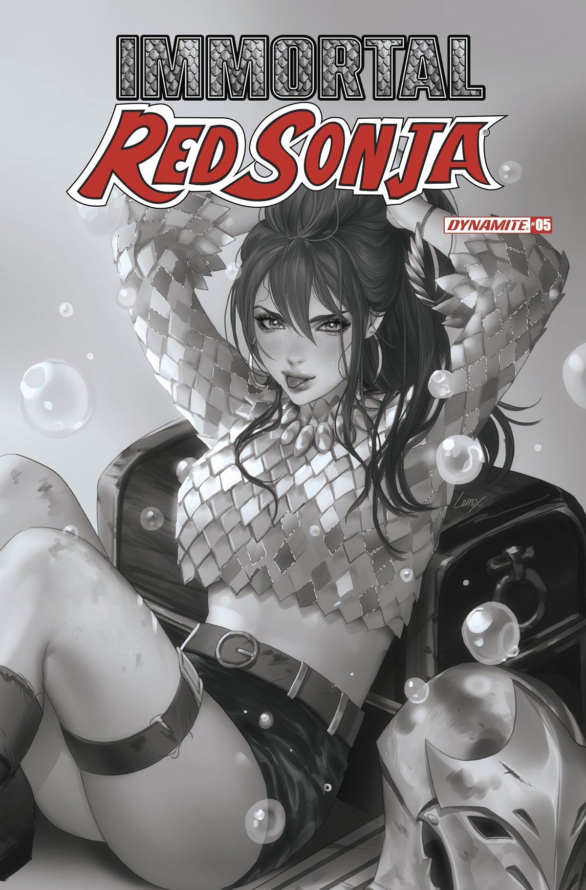Immortal Red Sonja #5 F 1:10 Leirix Li B&W Variant (08/17/2022) Dynamite