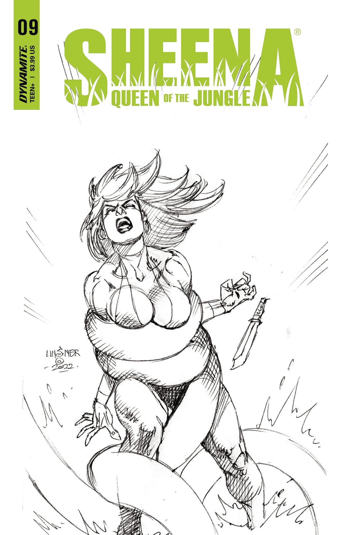 Sheena Queen Jungle #9 F 1:10 Joseph Michael Linsner B&W Variant (09/07/2022) Dynamite