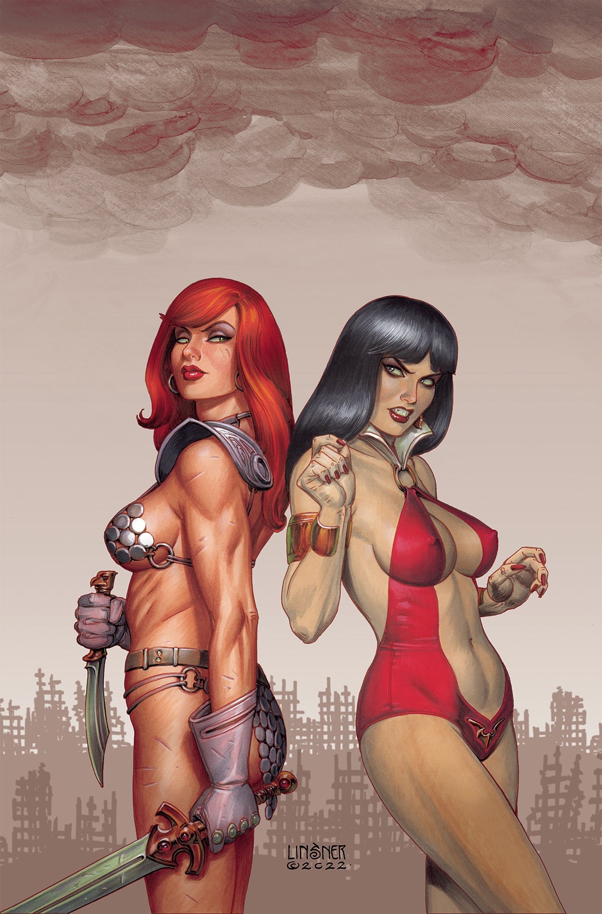 Vampirella Vs Red Sonja #1 K 1:30 Joseph Michael Linsner Virgin Variant (11/02/2022) Dynamite