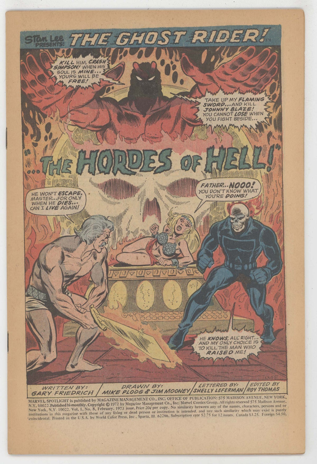 Marvel Spotlight 8 Marvel 1973 FR 4th Ghost Rider Mike Ploog