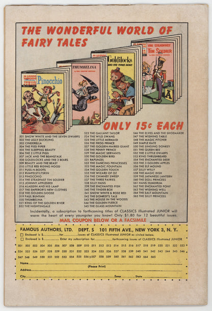 Classics Illustrated Junior 521 Gilberton 1955 VG King Of The Golden River HRN 565