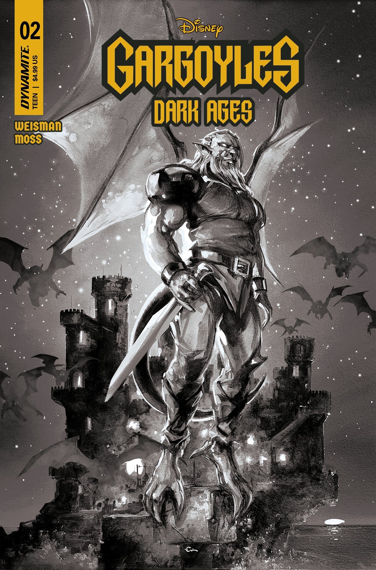 Gargoyles Dark Ages #2 H 1:15 Clayton Crain B&W Variant (08/09/2023) Dynamite