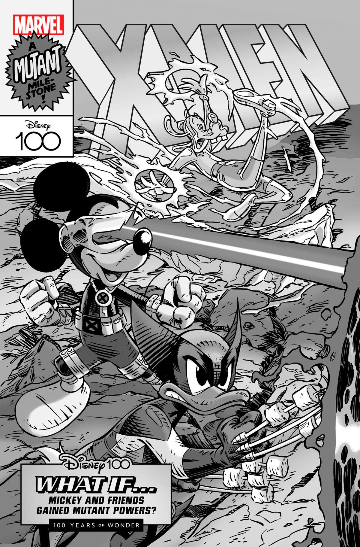 Amazing Spider-Man #39 G 1:100 Vitale Mangiatordi Disney 100 X-Men Black And White Variant [Gw] (12/06/2023) Marvel
