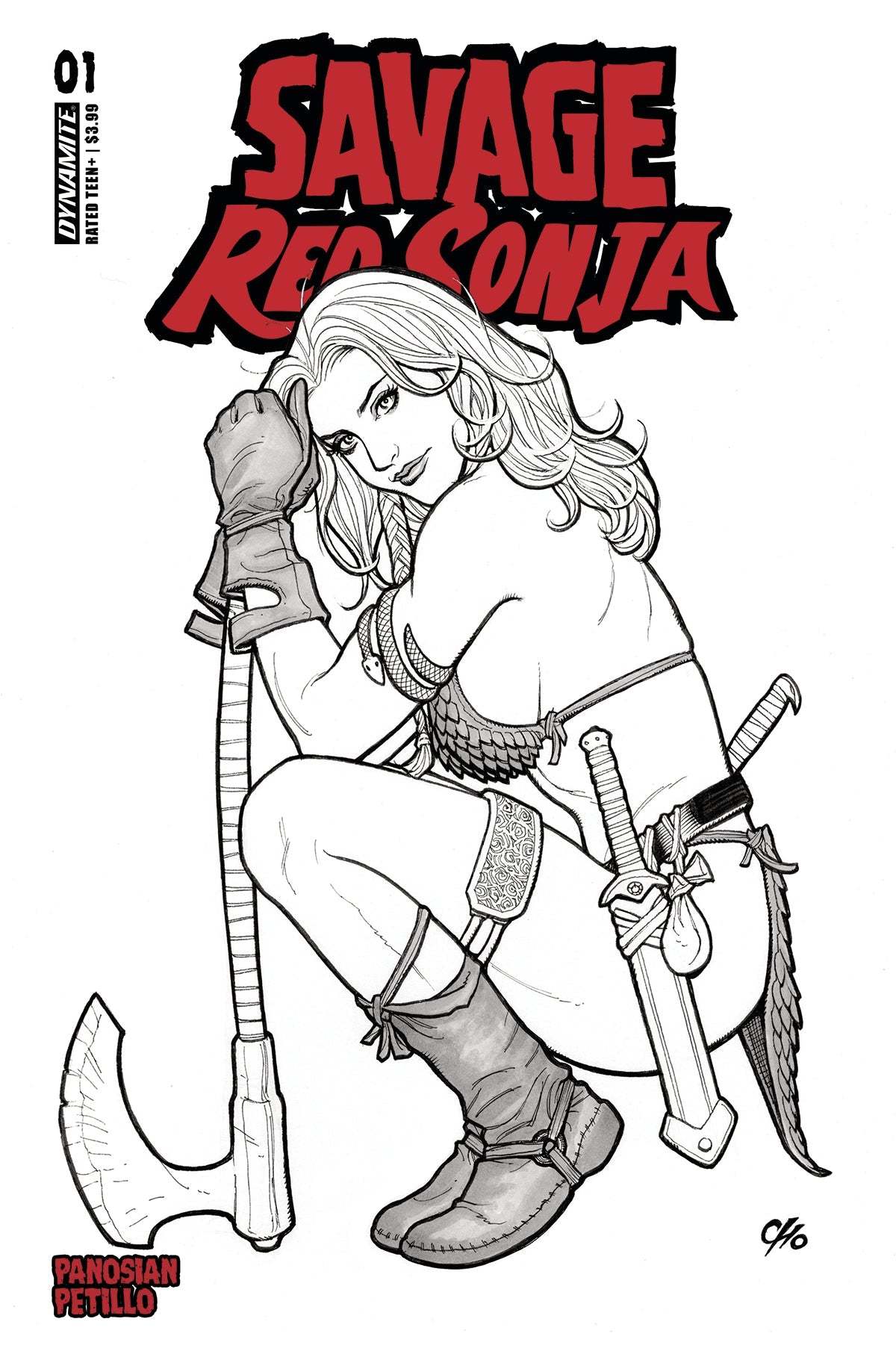 Savage Red Sonja #1 H 1:15 Frank Cho Line Art Variant (11/01/2023) Dynamite