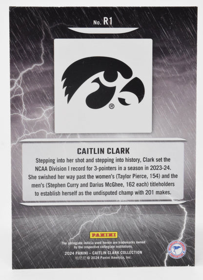 Caitlin Clark Raining 3s WNBA Basketball Card Panini Donruss 2024 R1
