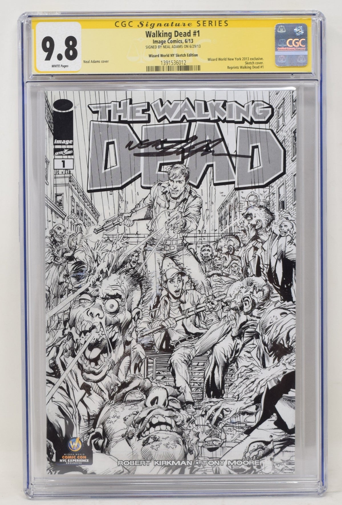 Walking Dead 1 CGC SS 9.8 Neal Adams Signed Wizard World NY Sketch Variant