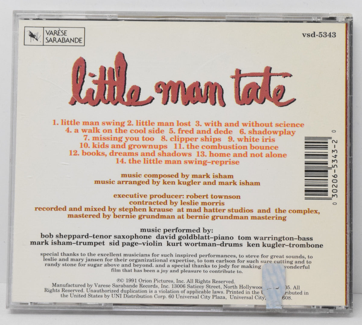 Little Man Tate Soundtrack CD Mark Isham Varese