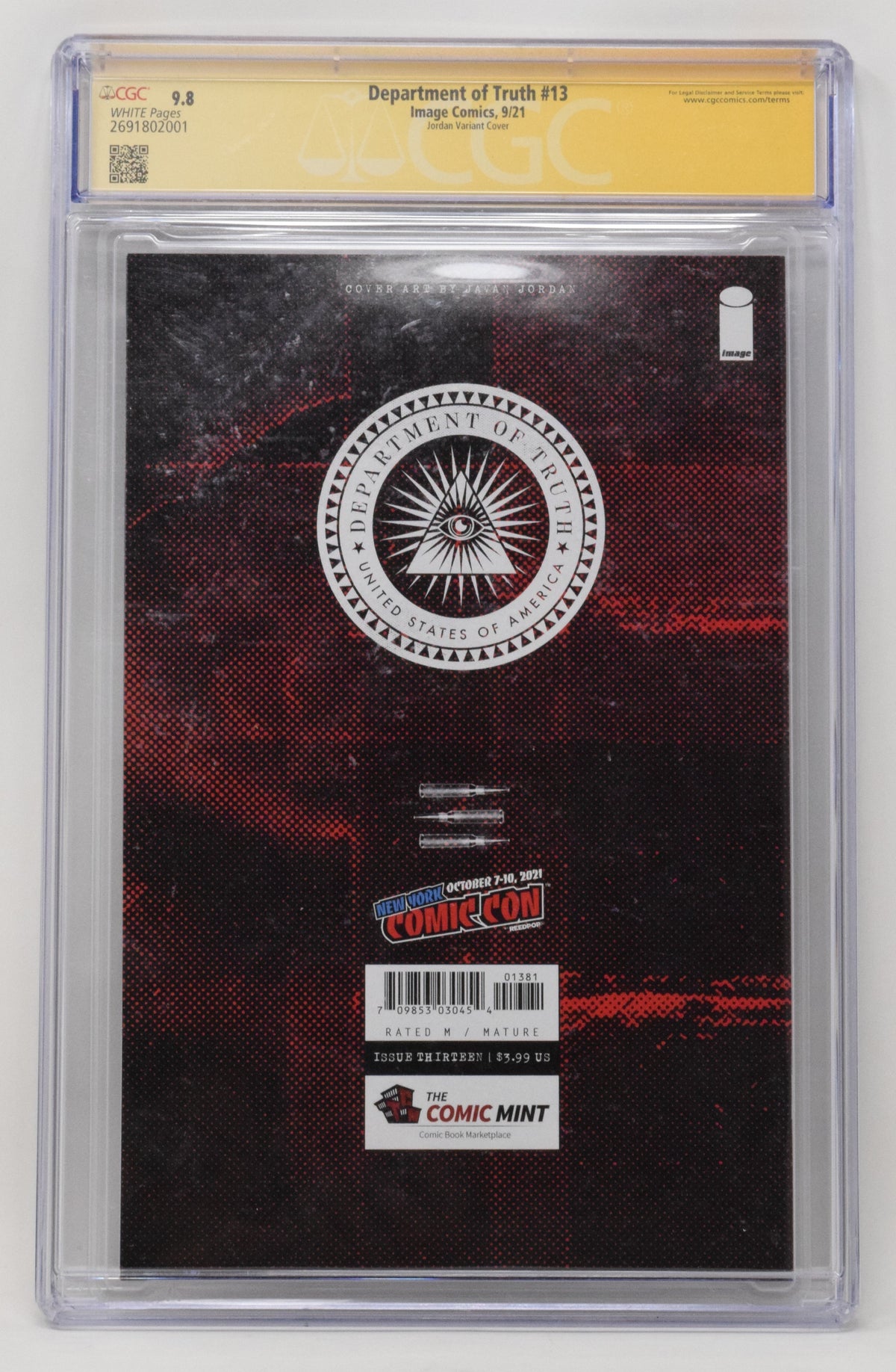 Department Of Truth 13 Image 2021 CGC SS Signed Remark Javan Jordan Chronic