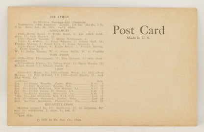 Joe Lynch Boxing Exhibit Card Postcard Penny Arcade Photo 1928 5 x 3