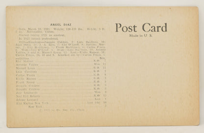 Angel Diaz Boxing Exhibit Card Postcard Penny Arcade Photo 1925 5 x 3